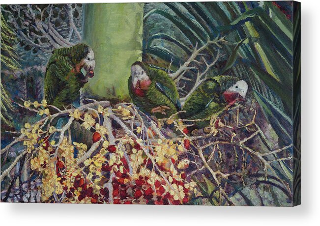 Parrots Acrylic Print featuring the painting Abaco Parrots I by Ritchie Eyma