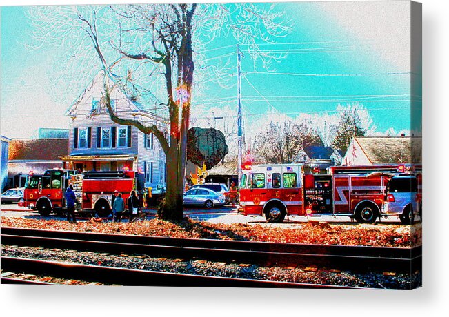 Fire Acrylic Print featuring the digital art AFD On Scene by Cliff Wilson