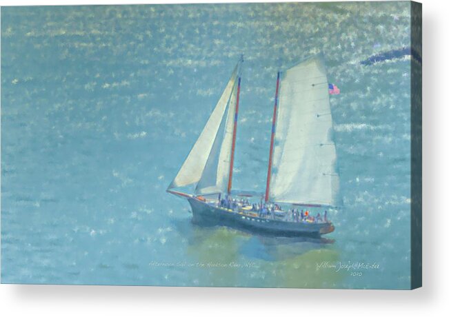 Seascape Acrylic Print featuring the painting Afternoon Sail on the Hudson River by Bill McEntee