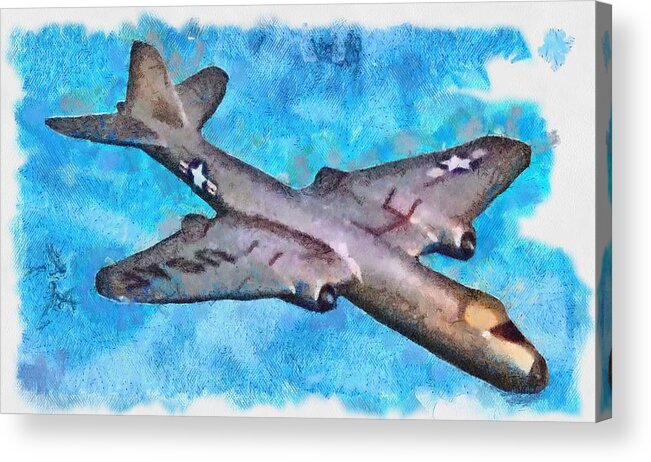 B-57 Acrylic Print featuring the mixed media B-57 in flight by Christopher Reed