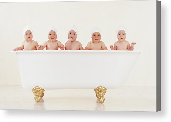 Bathrub Acrylic Print featuring the photograph Bathtub Babies by Anne Geddes