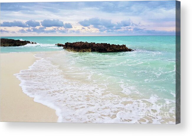 Beach Acrylic Print featuring the photograph Beautiful wavy turquoise beach at cayo Santa Maria, Cuba by Mendelex Photography