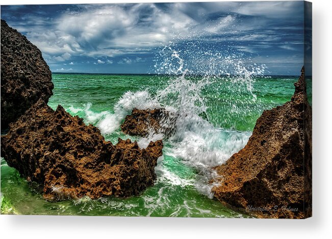 Rocks Acrylic Print featuring the photograph Blue Meets Green by Christopher Holmes