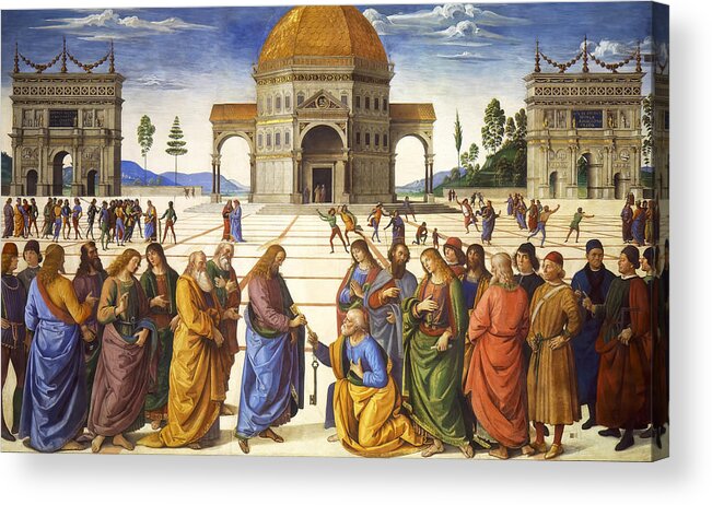 Delivery Acrylic Print featuring the painting Delivery of the Keys by Pietro Perugino by Mango Art