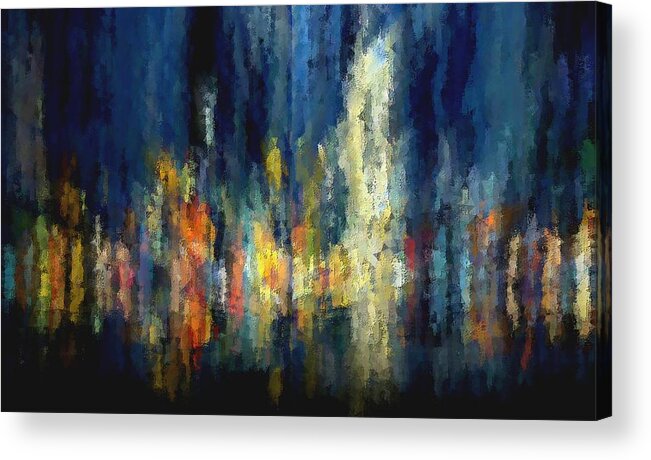 Cityscape Acrylic Print featuring the digital art Downtown by David Manlove