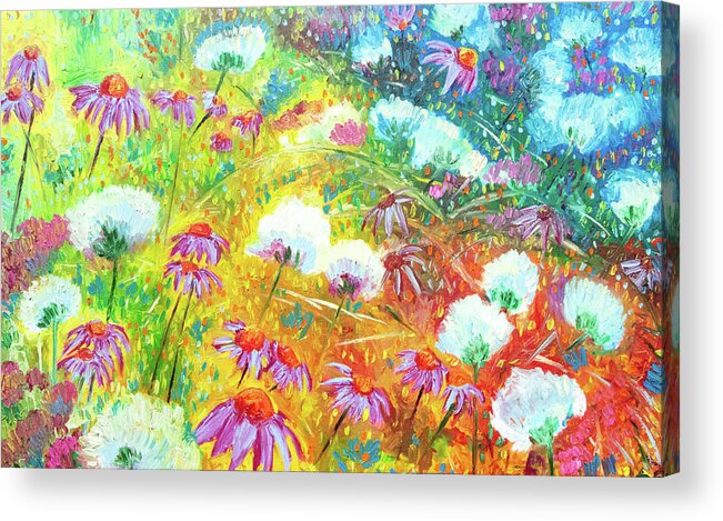 Echinacea Bloom Acrylic Print featuring the painting Echinacea Bloom by Chiara Magni