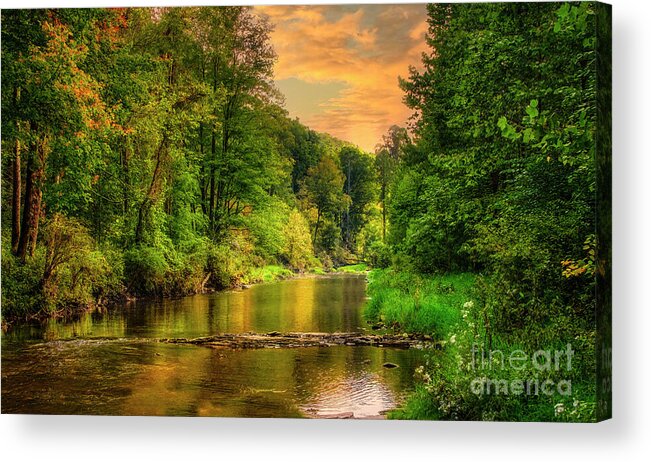 Elk River Acrylic Print featuring the photograph Elk River at Sunset by Shelia Hunt