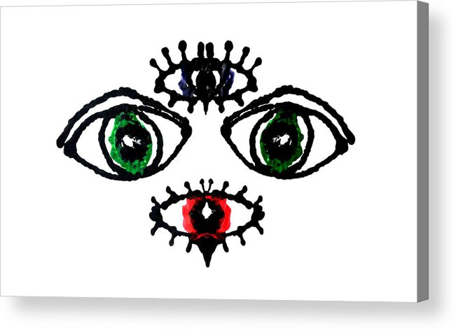 Abstract Acrylic Print featuring the painting Four Eyes by Stephenie Zagorski