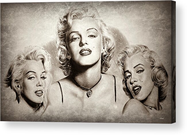 Marilyn Acrylic Print featuring the photograph Hollywood legends Marilyn sepia 1 by Andrew Read
