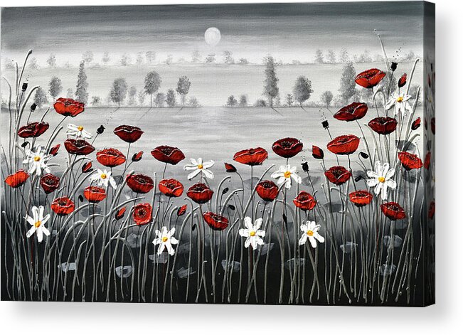 Red Poppies Acrylic Print featuring the painting In the Distance by Amanda Dagg