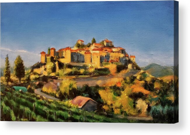 Italy Acrylic Print featuring the painting Montefioralle by Robert Reeves