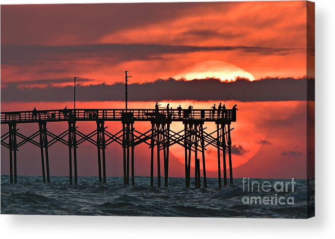 Sunrise Acrylic Print featuring the photograph Pier Fishing by DJA Images