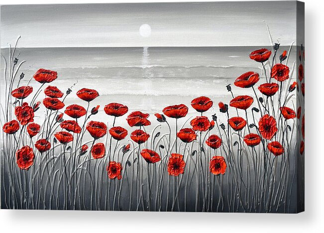 Red Poppies Acrylic Print featuring the painting Sea with Red Poppies by Amanda Dagg