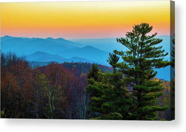 Blue Acrylic Print featuring the photograph Shenandoah Fall Sunset by Mark Papke