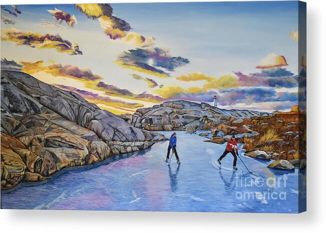 Shinny Acrylic Print featuring the painting Shinny at Rock Pool Pond by Marilyn McNish