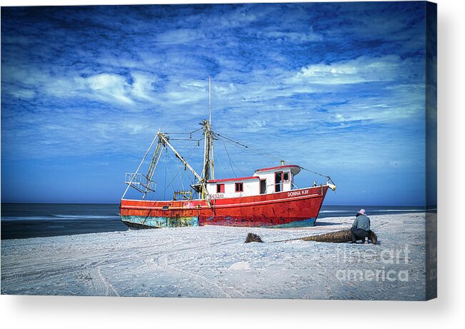 Nature Acrylic Print featuring the photograph Shrimping No More by DB Hayes