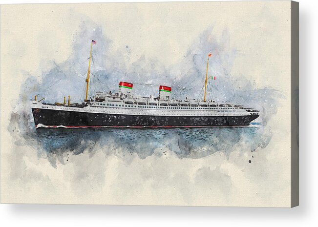 Steamer Acrylic Print featuring the digital art S.S Rex by Geir Rosset