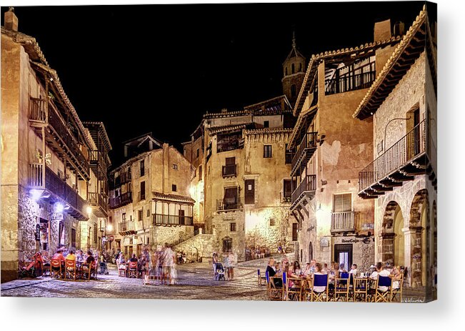 Albarracin Acrylic Print featuring the photograph Summer Night in Albarracin Spain by Weston Westmoreland