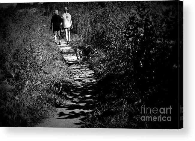 Black And White Acrylic Print featuring the photograph Sunday Morning Family Walk by Frank J Casella