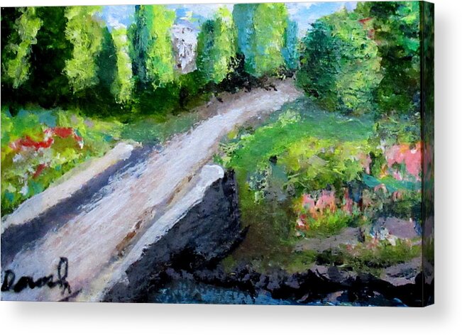 Landscape Acrylic Print featuring the painting The Bridge by Gregory Dorosh
