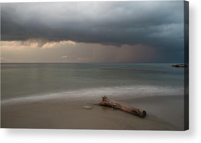 Storm Acrylic Print featuring the photograph The coming of the storm from ocean by Michalakis Ppalis