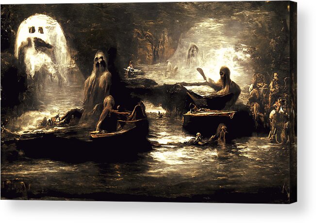 Styx Acrylic Print featuring the painting The damned souls of the River Styx, 01 by AM FineArtPrints
