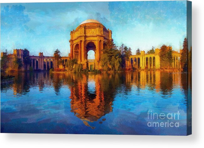 The Palace Of Fine Arts Acrylic Print featuring the digital art The Palace of Fine Arts, SF by Jerzy Czyz