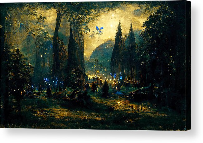 Fairy Acrylic Print featuring the painting Walking into the forest of Elves, 01 by AM FineArtPrints