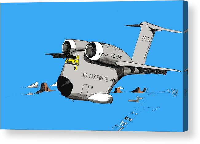 Boeing Acrylic Print featuring the drawing Yc-14 by Michael Hopkins
