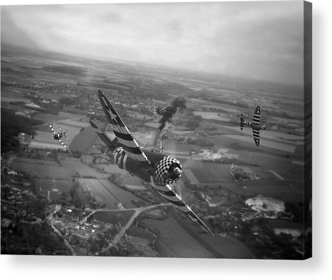 Aircraft Acrylic Print featuring the photograph P47 Thunderbolt - D-Day Train Busters by Pat Speirs
