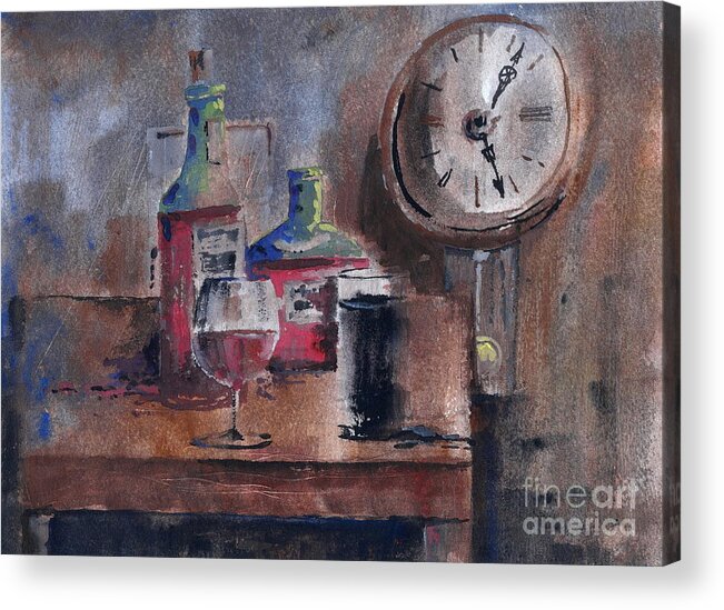 Val Byrne Acrylic Print featuring the mixed media 5 Past 5 #2 by Val Byrne