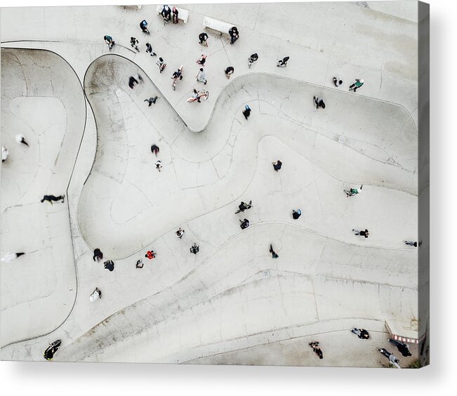 Recreational Pursuit Acrylic Print featuring the photograph Aerial view of skatepark #1 by Orbon Alija