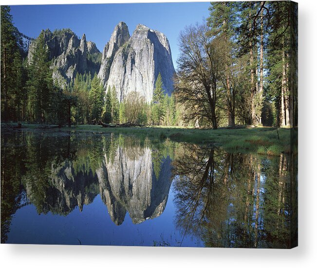 Feb0514 Acrylic Print featuring the photograph Cathedral Rock And The Merced River #1 by Tim Fitzharris