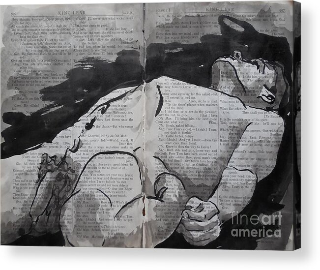 Nude Acrylic Print featuring the drawing King Lear 993 #2 by M Bellavia