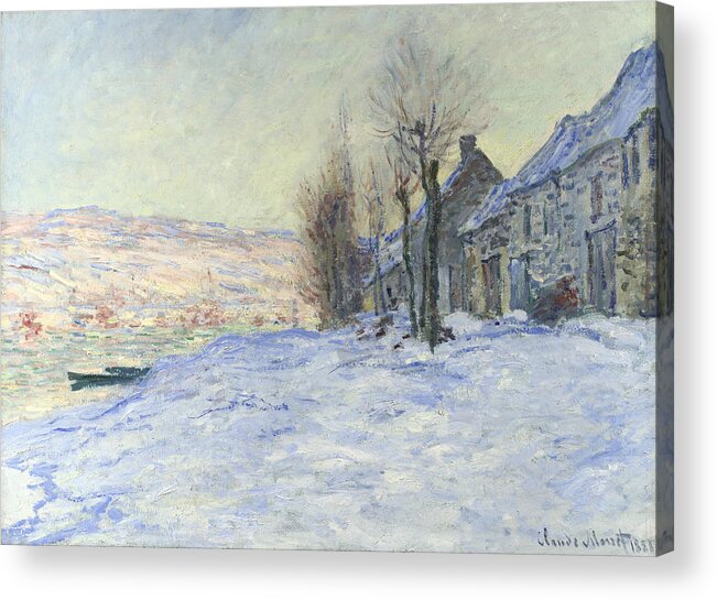 Claude Monet Acrylic Print featuring the painting Lavacourt under Snow #4 by Claude Monet