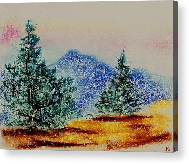 Pastel Acrylic Print featuring the drawing Mountain Top #1 by Karen Buford
