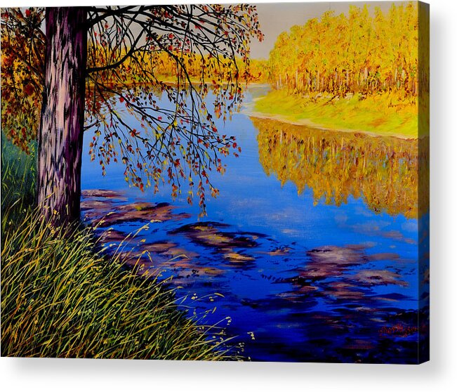Blue Tone Acrylic Print featuring the painting October Afternoon by Sher Nasser