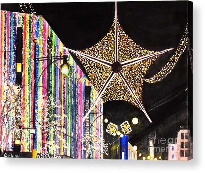 Oxford Street Acrylic Print featuring the painting Oxford Street London 2011 #1 by Carol Flagg