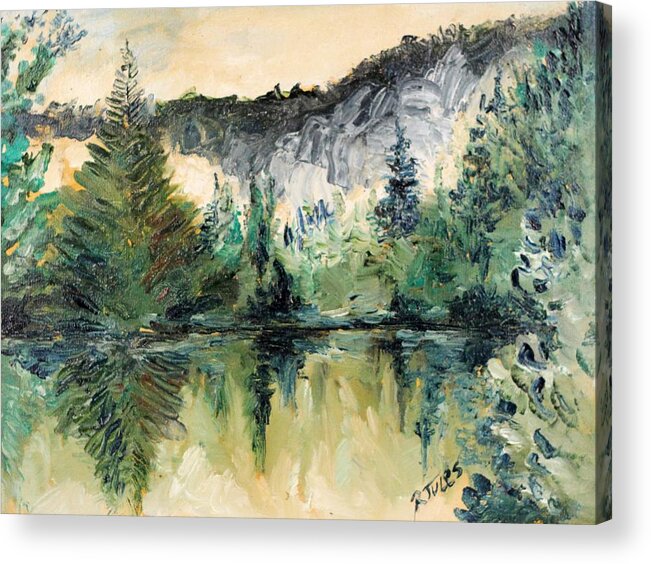 Lake Acrylic Print featuring the painting Reflections #2 by Richard Jules