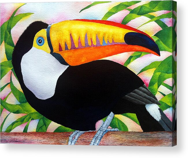 Toucan Acrylic Print featuring the painting Toucan by Donna Spadola