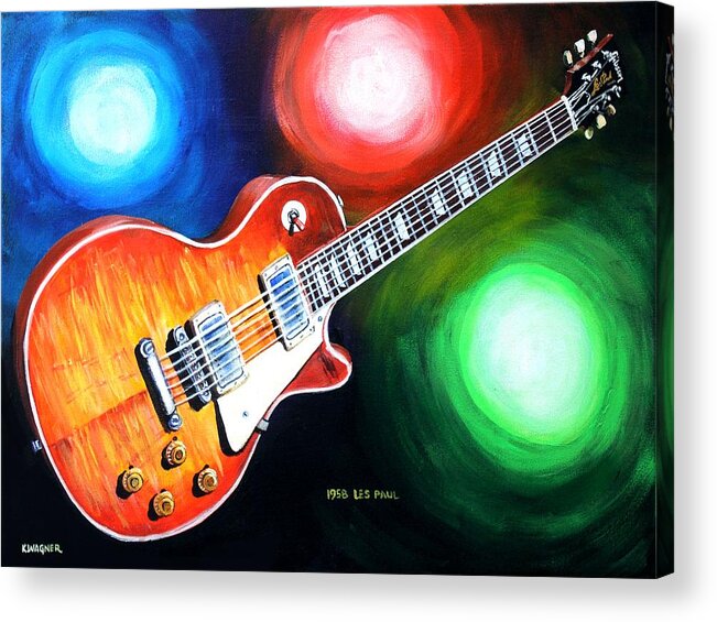 Guitar Acrylic Print featuring the painting 1958 Gibson Les Paul by Karl Wagner