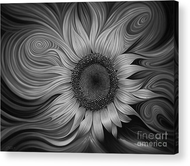 Sunflower Acrylic Print featuring the painting Girasol Dinamico #1 by Ricardo Chavez-Mendez