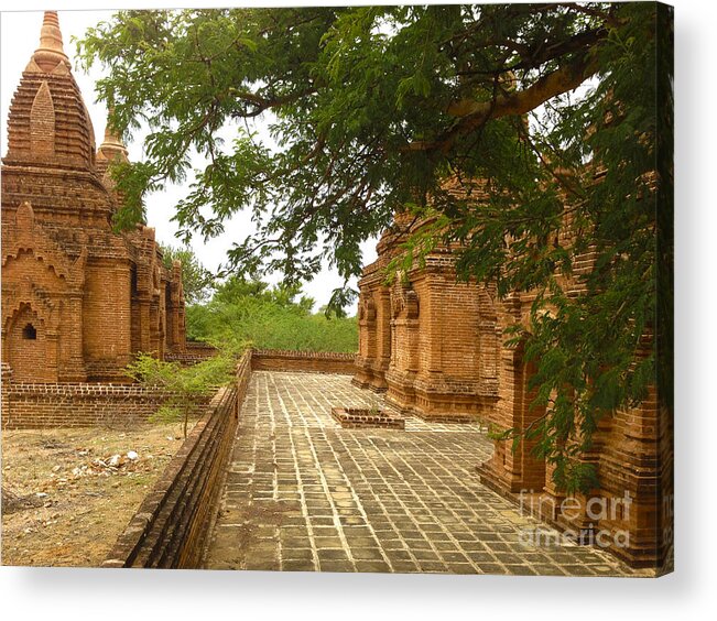 Smaller Temples Next To Dhammayzika Pagoda Acrylic Print featuring the photograph Smaller Temples Next To Dhammayazika Pagoda Built In 1196 By King Narapatisithu Bagan Burma #2 by PIXELS XPOSED Ralph A Ledergerber Photography