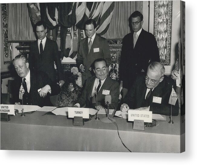 retro Images Archive Acrylic Print featuring the photograph Bagdad Pact Council Meeting At Lancaster House #3 by Retro Images Archive