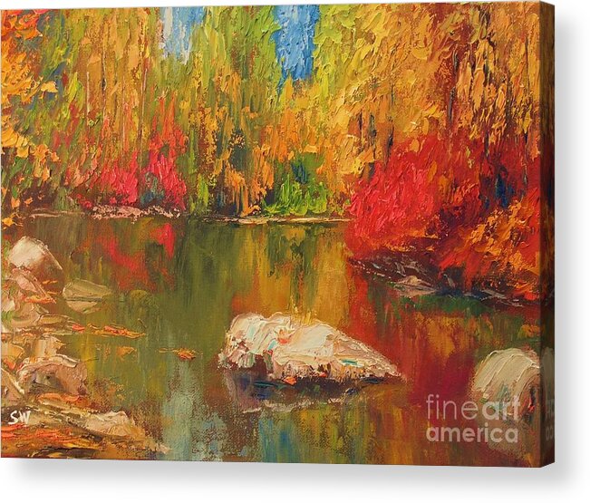 Sean Wu Acrylic Print featuring the painting Fall Color by Sean Wu