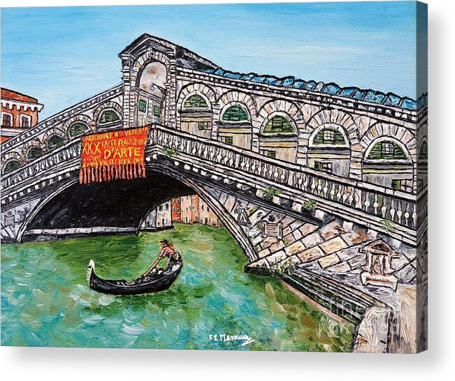 Oil Painting Acrylic Print featuring the painting Ponte di Rialto #4 by Loredana Messina