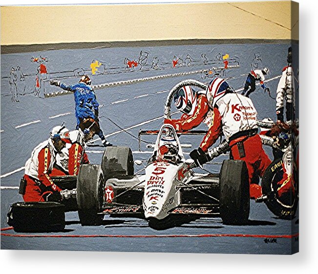 Automobile Racing Acrylic Print featuring the painting Automobile Racing #6 by Paul Guyer