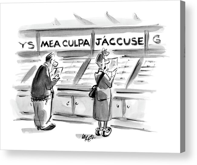 Consumers Shopping Word Play 

(man And Woman At Greeting Cards Sections Labeled Acrylic Print featuring the drawing New Yorker September 27th, 2004 by Lee Lorenz