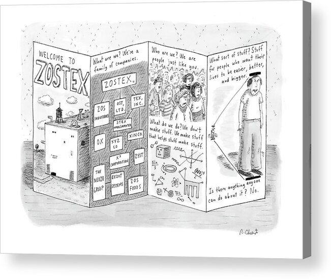 Company Acrylic Print featuring the drawing New Yorker August 21st, 2006 by Roz Chast
