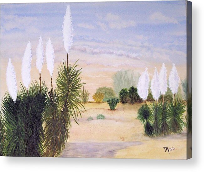 Desert Acrylic Print featuring the painting 9 Yuccas 2 by Maris Sherwood